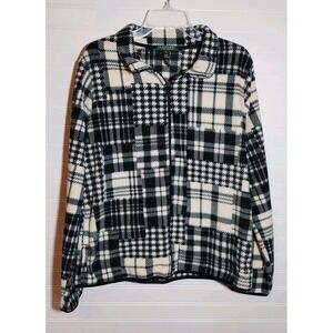 Lauren Ralph Lauren Plaid Jacket Women's Xlg‎ Fleece Jacket Casual Black & White